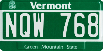 VT license plate NQW768