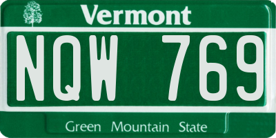 VT license plate NQW769