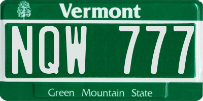 VT license plate NQW777