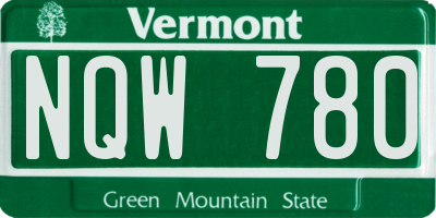 VT license plate NQW780