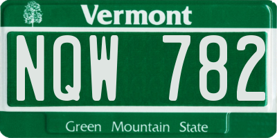 VT license plate NQW782