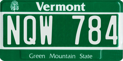 VT license plate NQW784