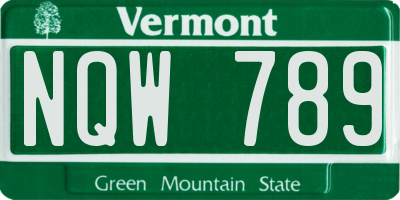 VT license plate NQW789
