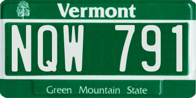 VT license plate NQW791