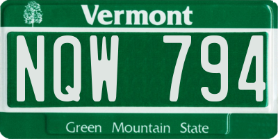 VT license plate NQW794