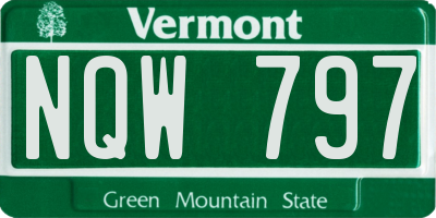 VT license plate NQW797