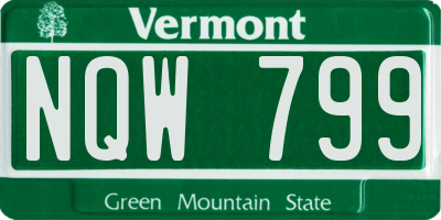 VT license plate NQW799