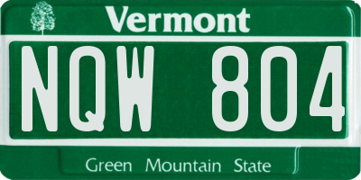 VT license plate NQW804