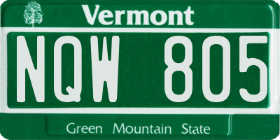 VT license plate NQW805