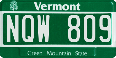 VT license plate NQW809