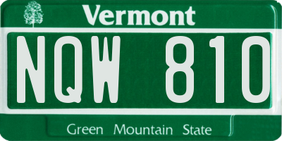 VT license plate NQW810