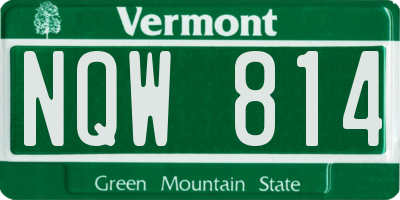 VT license plate NQW814