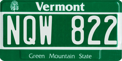 VT license plate NQW822
