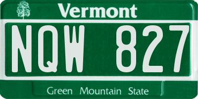 VT license plate NQW827