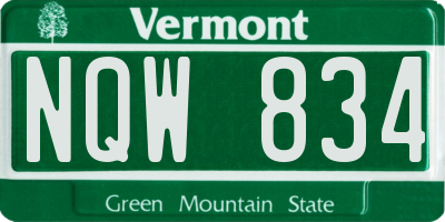 VT license plate NQW834