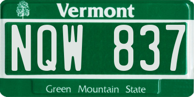 VT license plate NQW837