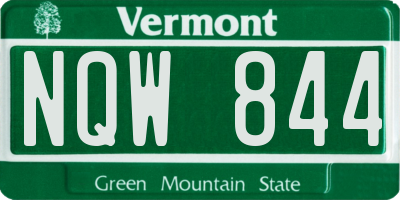 VT license plate NQW844