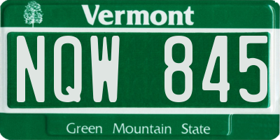 VT license plate NQW845