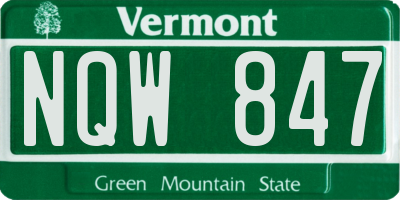 VT license plate NQW847