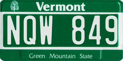 VT license plate NQW849