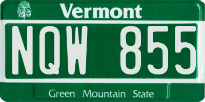 VT license plate NQW855