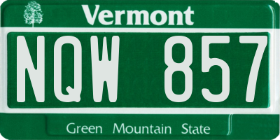 VT license plate NQW857