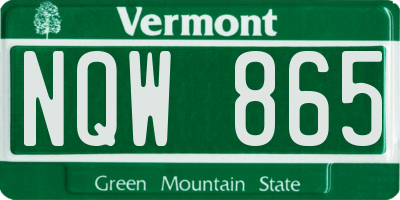 VT license plate NQW865