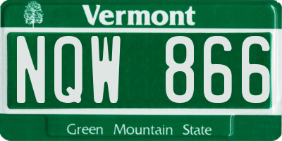VT license plate NQW866