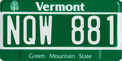 VT license plate NQW881