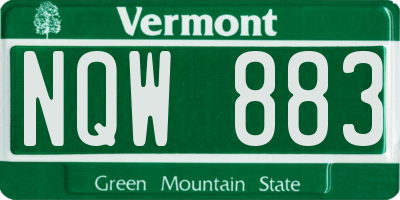 VT license plate NQW883