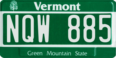 VT license plate NQW885