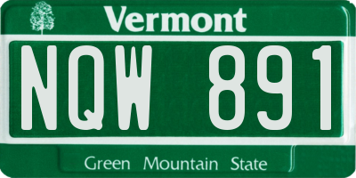 VT license plate NQW891