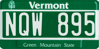 VT license plate NQW895
