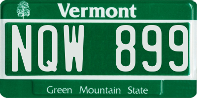 VT license plate NQW899