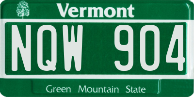VT license plate NQW904