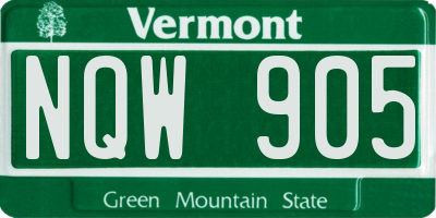 VT license plate NQW905