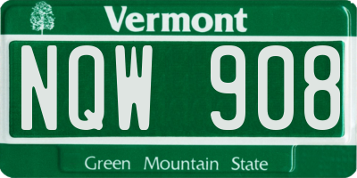 VT license plate NQW908