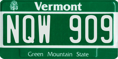 VT license plate NQW909