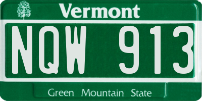 VT license plate NQW913