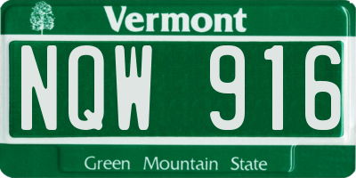 VT license plate NQW916