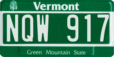 VT license plate NQW917