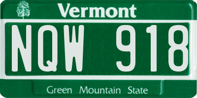 VT license plate NQW918