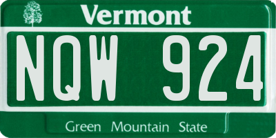 VT license plate NQW924