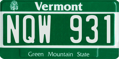 VT license plate NQW931