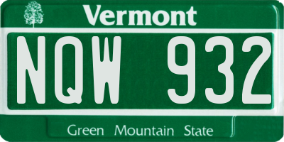 VT license plate NQW932