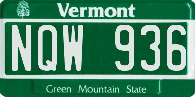 VT license plate NQW936