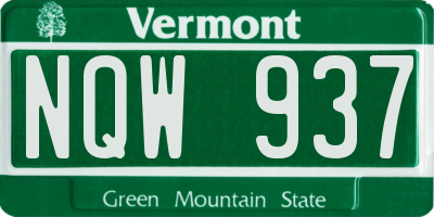 VT license plate NQW937