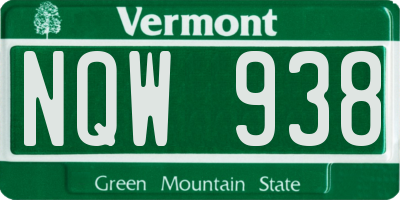 VT license plate NQW938