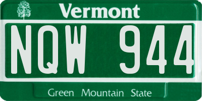 VT license plate NQW944