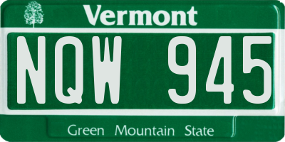 VT license plate NQW945